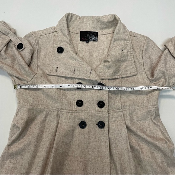 Katie Half sleeve Double Breasted Pea Coat, Beige, Size Small - Picture 8 of 8